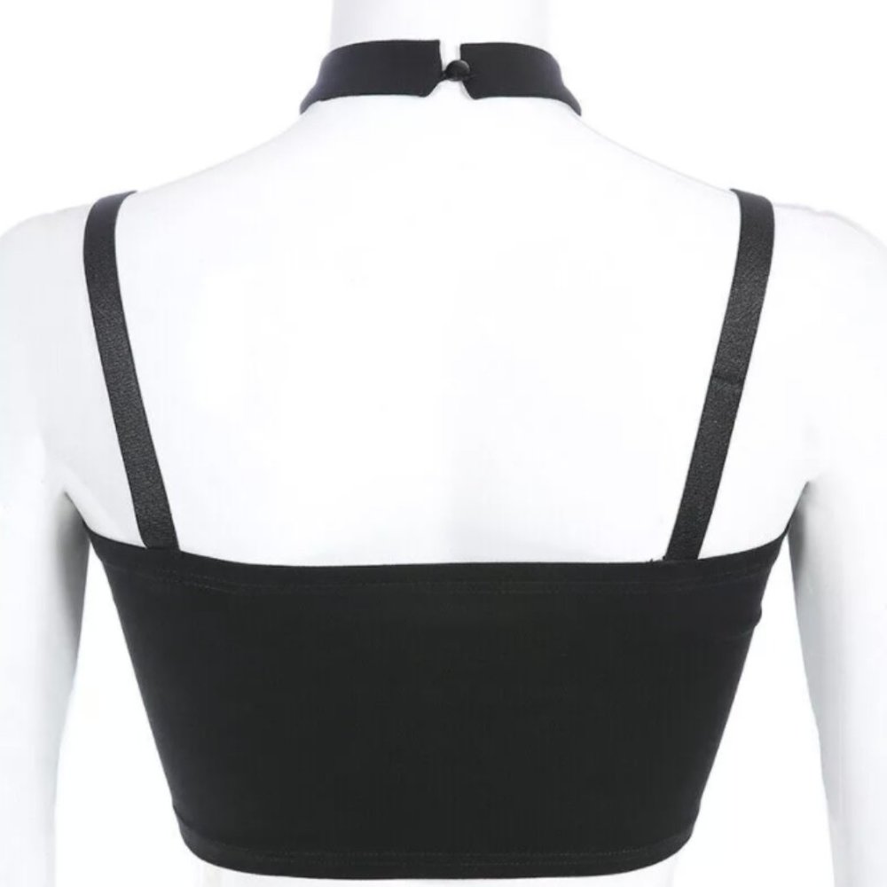 🌙 Convertible Black Star + Heart Choker Crop Top - Picture 6 of 7